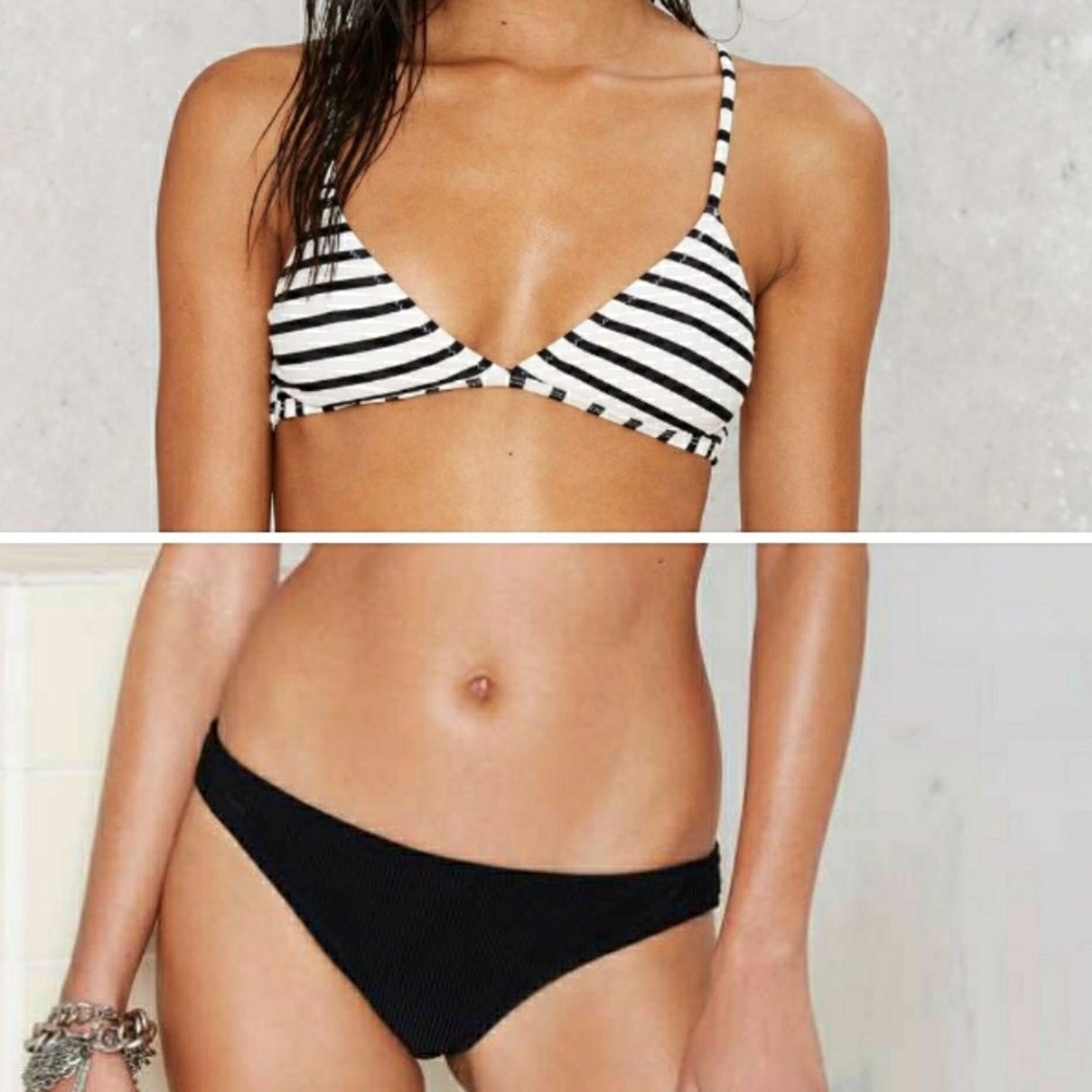 NWOT NASTY GAL Striped Mixed & Matched Bikini Set